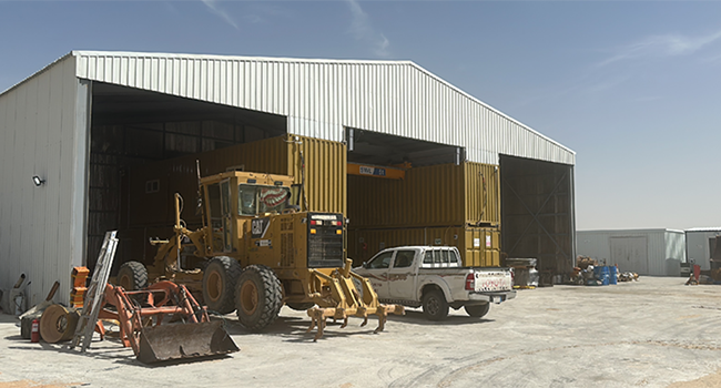 A containerized EPC workshop in Saudi Arabia, engineered for efficient, reliable heavy-equipment maintenance