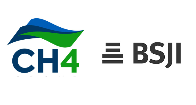 Alianza estratégica entre CH4 y Banco San Juan Internacional para proyectos de energía en el Caribe. El diseño incluye los logos corporativos sobre un fondo de infraestructura de generación eléctrica moderna.